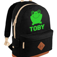 Personalised Frog Heritage Backpack with Green Print
