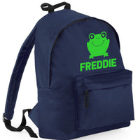 Personalised Frog Backpack with Green Print