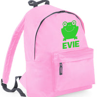 Personalised Frog Backpack with Green Print