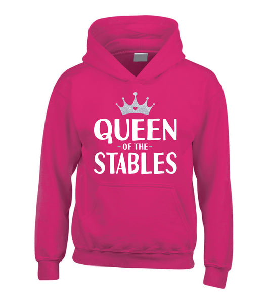 Queen of the Stables Hoodie with White and Silver Glitter Print