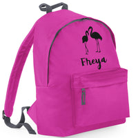 Personalised Flamingo with name Backpack with Hot Pink Print
