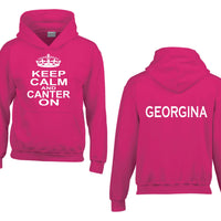 Personalised Keep Calm and Canter On Hoodie with Name on the Back