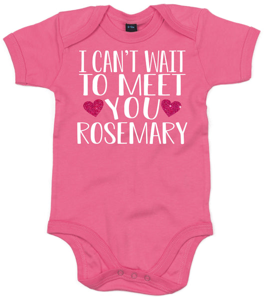 Personalised 'I Can't Wait To Meet You' with heart Baby Bodysuit