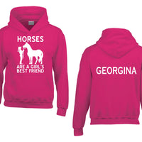 Personalised Horses are a Girls Best Friend Hoodie with Name on The Back