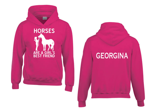 Personalised Horses are a Girls Best Friend Hoodie with Name on The Back