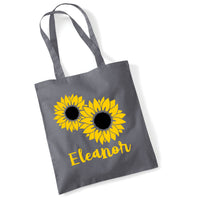 Personalised Sunflower Tote Bag with Yellow & Black Print