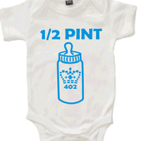 Navy Unisex Pint T-shirt and White Half Pint (Blue Print) Baby Bodysuit Set