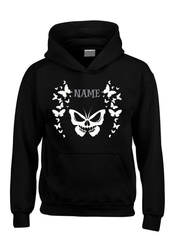 Sweat à capuche PERSONALIZED BUTTERFLY DESIGN avec imprimé blanc / noir et gris / rouge 