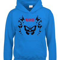 Sweat à capuche PERSONALIZED BUTTERFLY DESIGN avec imprimé blanc / noir et gris / rouge 