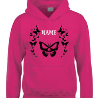 Sweat à capuche PERSONALIZED BUTTERFLY DESIGN avec imprimé blanc / noir et gris / rouge 