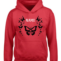 Sweat à capuche PERSONALIZED BUTTERFLY DESIGN avec imprimé blanc / noir et gris / rouge 