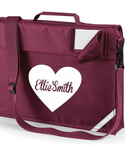 Personalised Heart with Name Bookbag with Straps