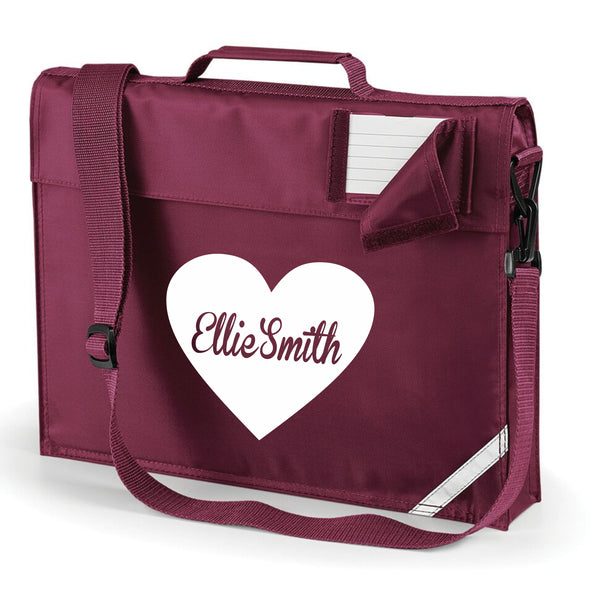 Personalised Heart with Name Bookbag with Straps
