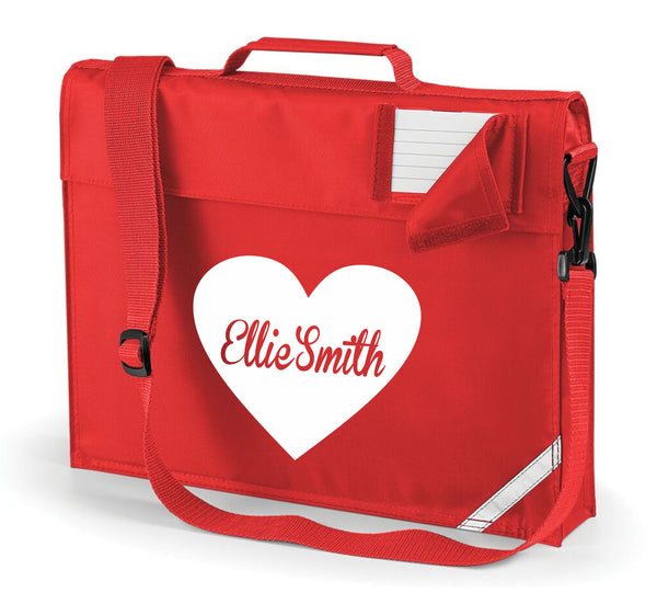 Personalised Heart with Name Bookbag with Straps