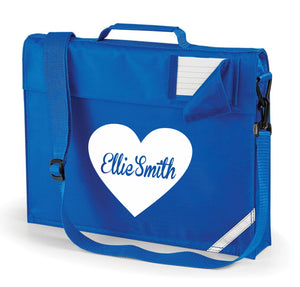 Personalised Heart with Name Bookbag with Straps