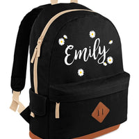 Personalised Daisy Ditsy with Name Backpack in White and Yellow Print