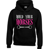 Sweat à capuche Hold Your Horses avec imprimé blanc et rose/noir 