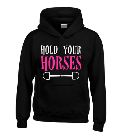 Hold Your Horses Hoodie with White and Pink/Black Print