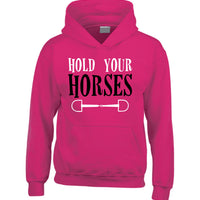 Sweat à capuche Hold Your Horses avec imprimé blanc et rose/noir 