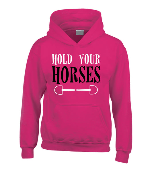 Sweat à capuche Hold Your Horses avec imprimé blanc et rose/noir 