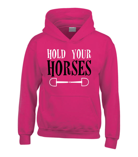 Hold Your Horses Hoodie with White and Pink/Black Print