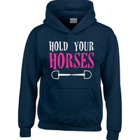 Sweat à capuche Hold Your Horses avec imprimé blanc et rose/noir 
