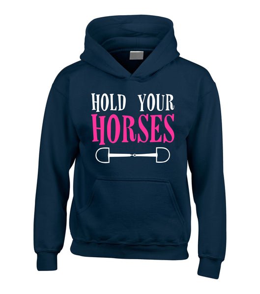 Hold Your Horses Hoodie with White and Pink/Black Print