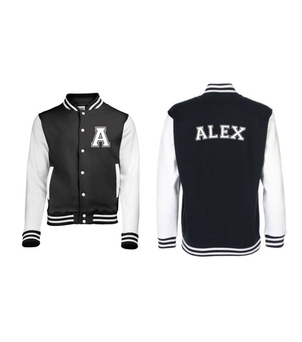 Personalised Adult Varsity Jacket With Initial and Name