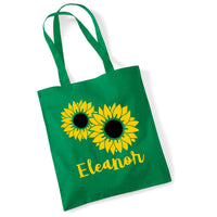 Personalised Sunflower Tote Bag with Yellow & Black Print