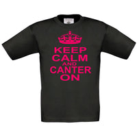 Keep Calm &amp; Canter on T-shirt pour enfants avec imprimé rose vif