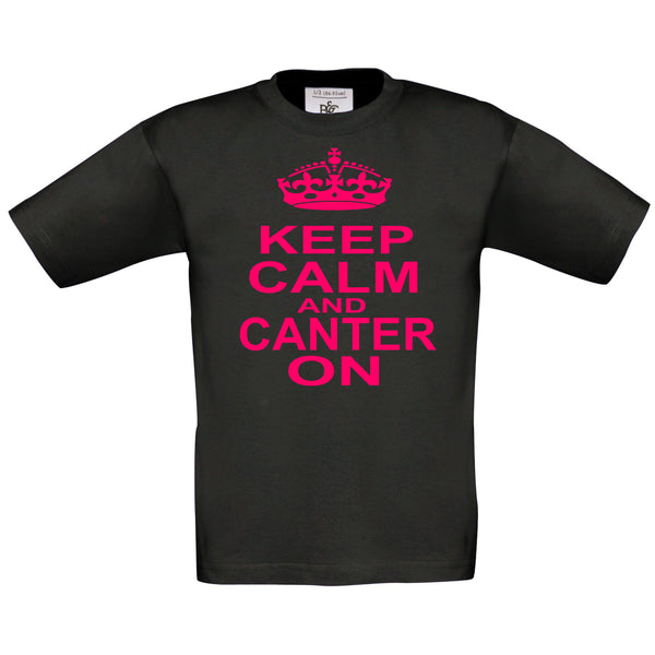 Keep Calm & Canter on Children's T-Shirt with Hot Pink Print