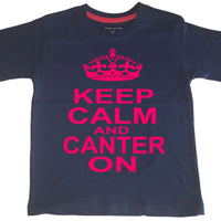 Keep Calm &amp; Canter on T-shirt pour enfants avec imprimé rose vif