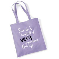 Sac personnalisé plein de choses très importantes 