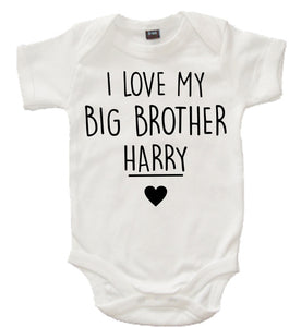 Personalised 'I love My Big Brother' White Bodysuit
