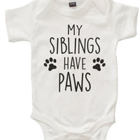 Barboteuse blanche pour bébé My Siblings Have Paws 