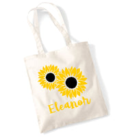 Personalised Sunflower Tote Bag with Yellow & Black Print