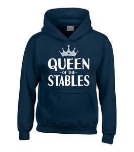 Queen of the Stables Hoodie with White and Silver Glitter Print