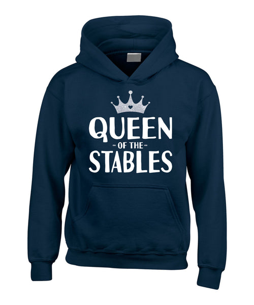 Queen of the Stables Hoodie with White and Silver Glitter Print