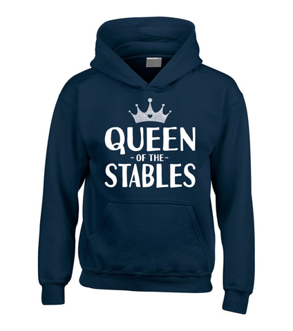 Queen of the Stables Hoodie with White and Silver Glitter Print