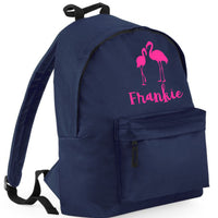 Personalised Flamingo with name Backpack with Hot Pink Print