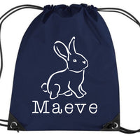 Personalised Illustrated Bunny with Name Drawstring Bag