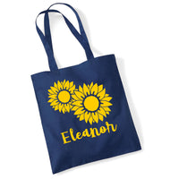 Personalised Sunflower Tote Bag with Yellow & Black Print