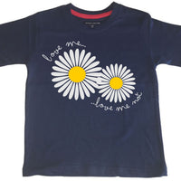 Daisy Love me... Love me not Children's t-shirt with white glitter and yellow print