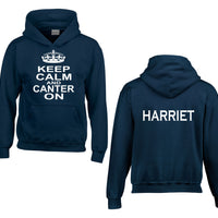 Personalised Keep Calm and Canter On Hoodie with Name on the Back