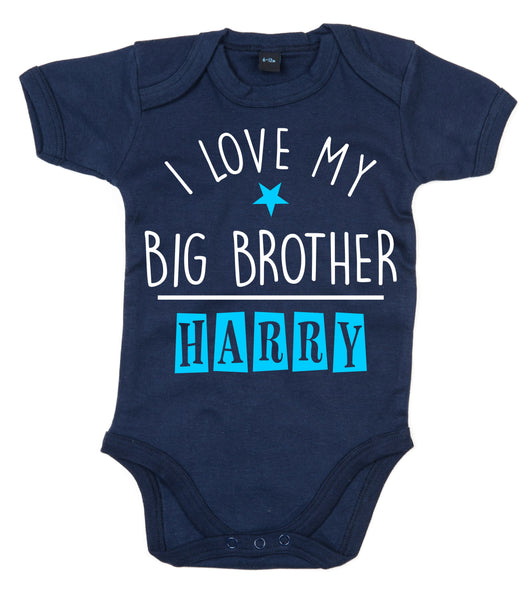 Personalised 'I Love My Big Brother' Custom Baby Bodysuit with Name!