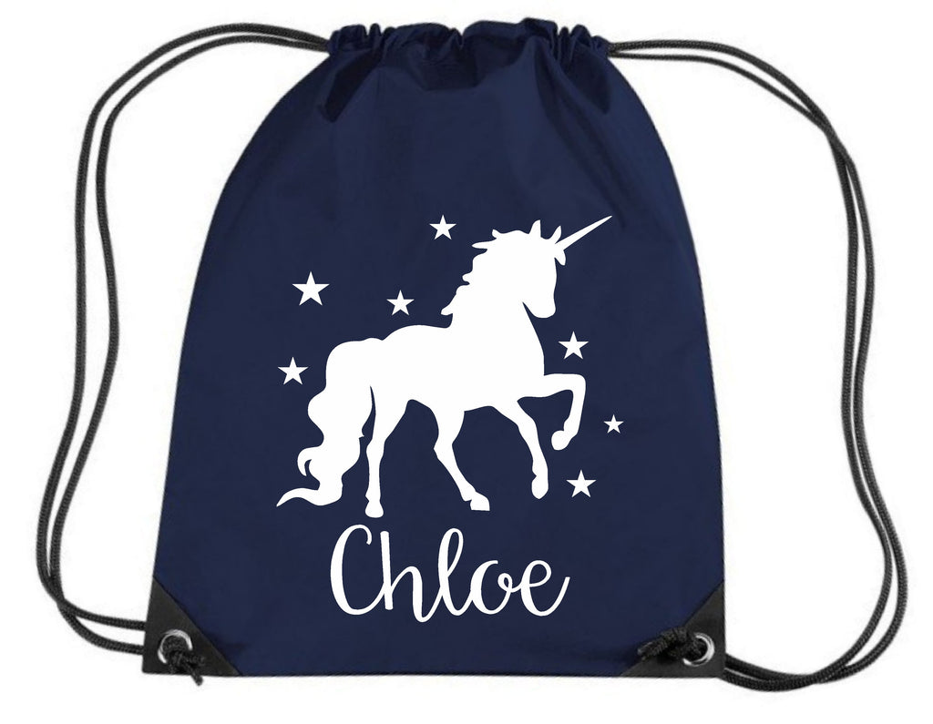 Red | Personalised | Book Bag | WITH STRAPS | Unicorn With Stars