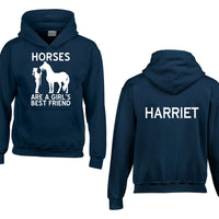 Personalised Horses are a Girls Best Friend Hoodie with Name on The Back