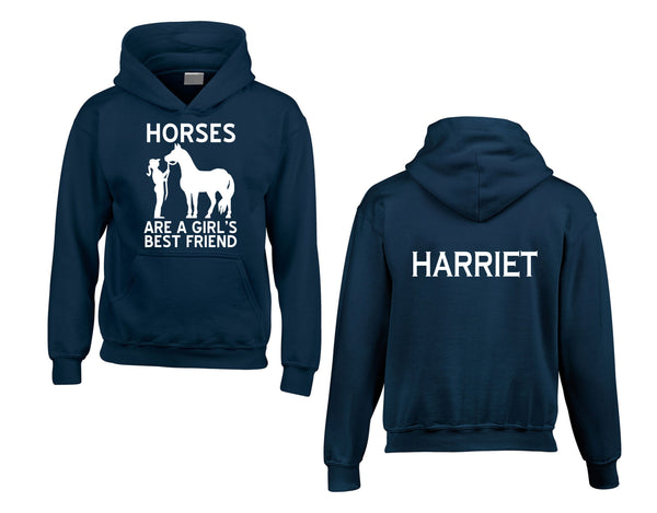 Personalised Horses are a Girls Best Friend Hoodie with Name on The Back
