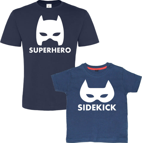 Ensemble t-shirt fête des pères super-héros et acolyte 