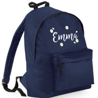 Personalised Daisy Ditsy Named Backpack with White and Yellow Print